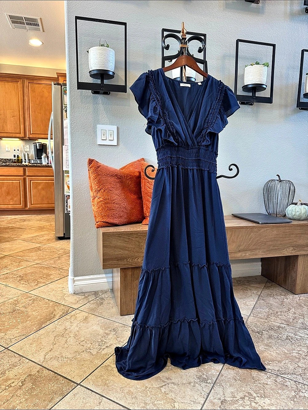 Max Studio London Women's Maxi Dress in Blue Like New